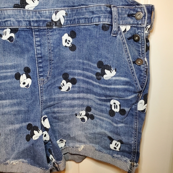 Disney women 24 Denim Jean Shorts Overalls Romper Mickey Mouse - Picture 4 of 9